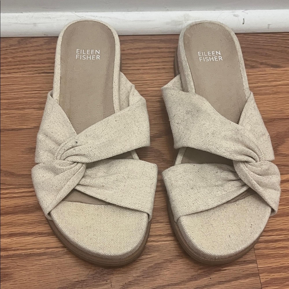 Eileen Fisher Cream Knotted Mules